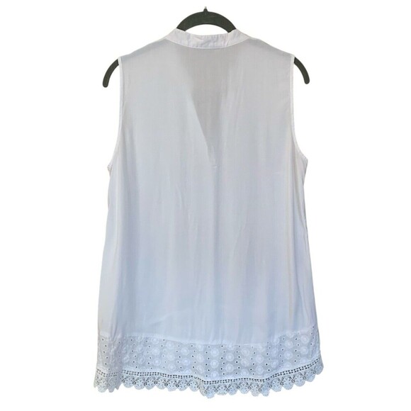 SPENSE Embroidered Tunic Tank Blouse Top Womens Size Large White Floral Button - Picture 2 of 8